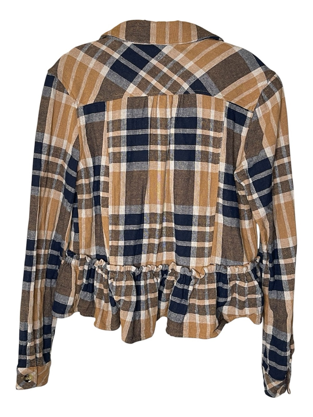 AEMI + CO Plaid Ruffle Hem Button-Front Jacket Sz S - Picture 2 of 5